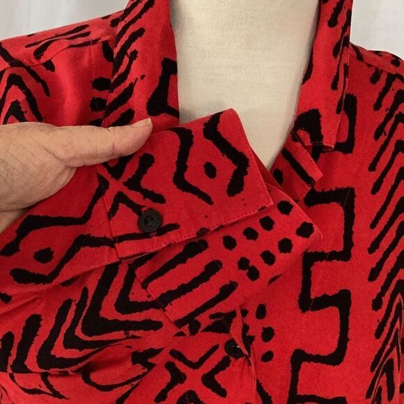 Tianello South Of Africa Tencel Mud Print Aida Blouse Tunic Top Women’s Large Re - Picture 4 of 6